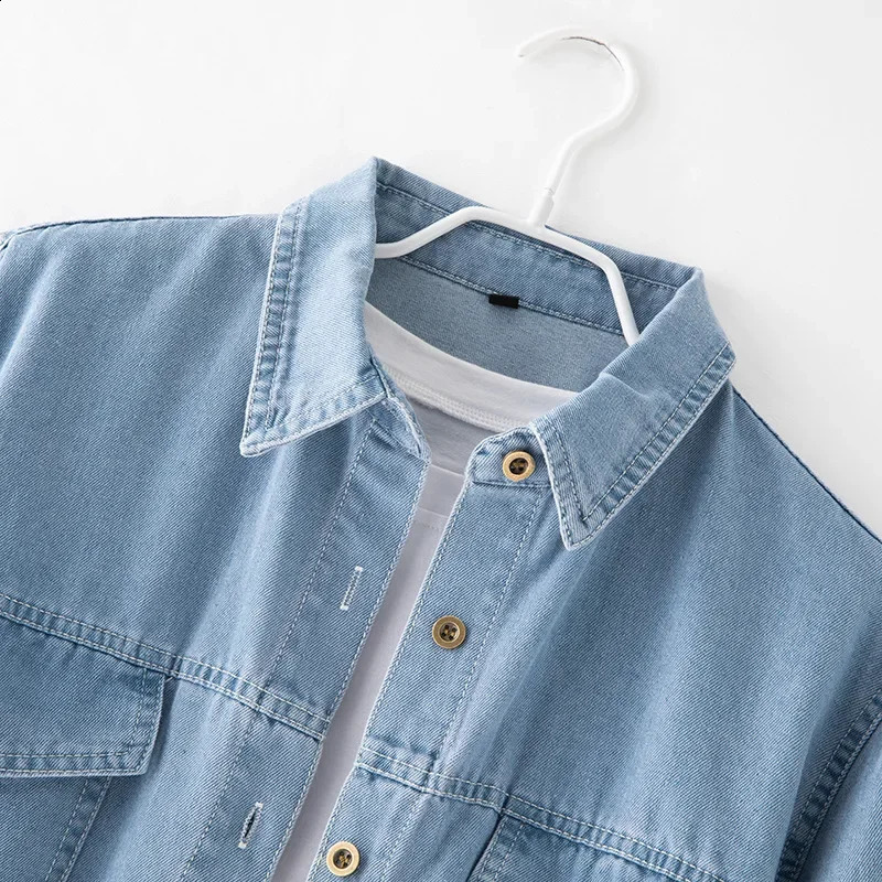 Retro Soft Denim Casual Loose Long Sleeve Shirt Womens Spring Autumn Style Polo Collar Pocket Outerwear Coat 260711banjia