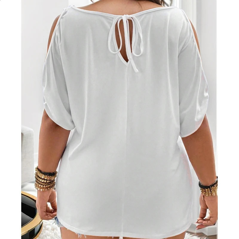 Pullover loose casual strapless solid color womens tshirt 260711banjia - view 3