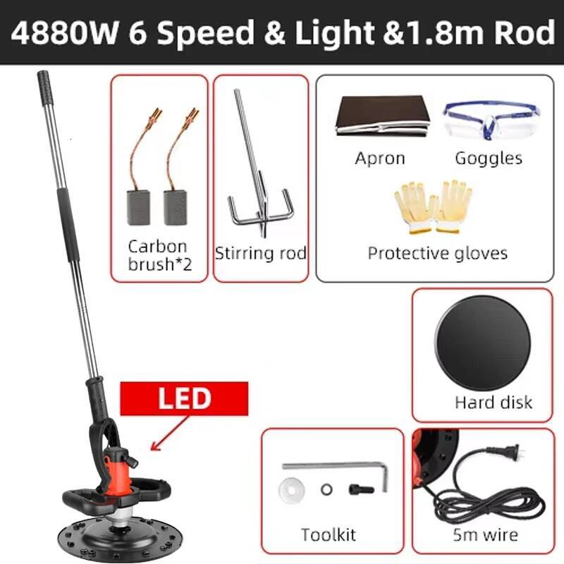 220V Electric Sander 2880W/4880W Dustless Smoothing Cement Mortar Trowel Leveling Machine for Ceiling, Wall db3e9 - view 7