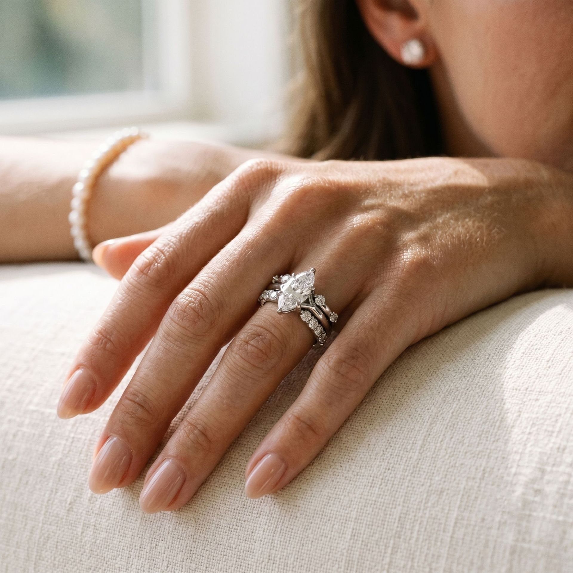 3pcs Wedding Couple Rings Set Ins Top Sell Vintage Luxury Jewelry 14K White Gold Fill Marquise Cut High Carbon Diamond Party Eternity Women Bridal Rin - view 7