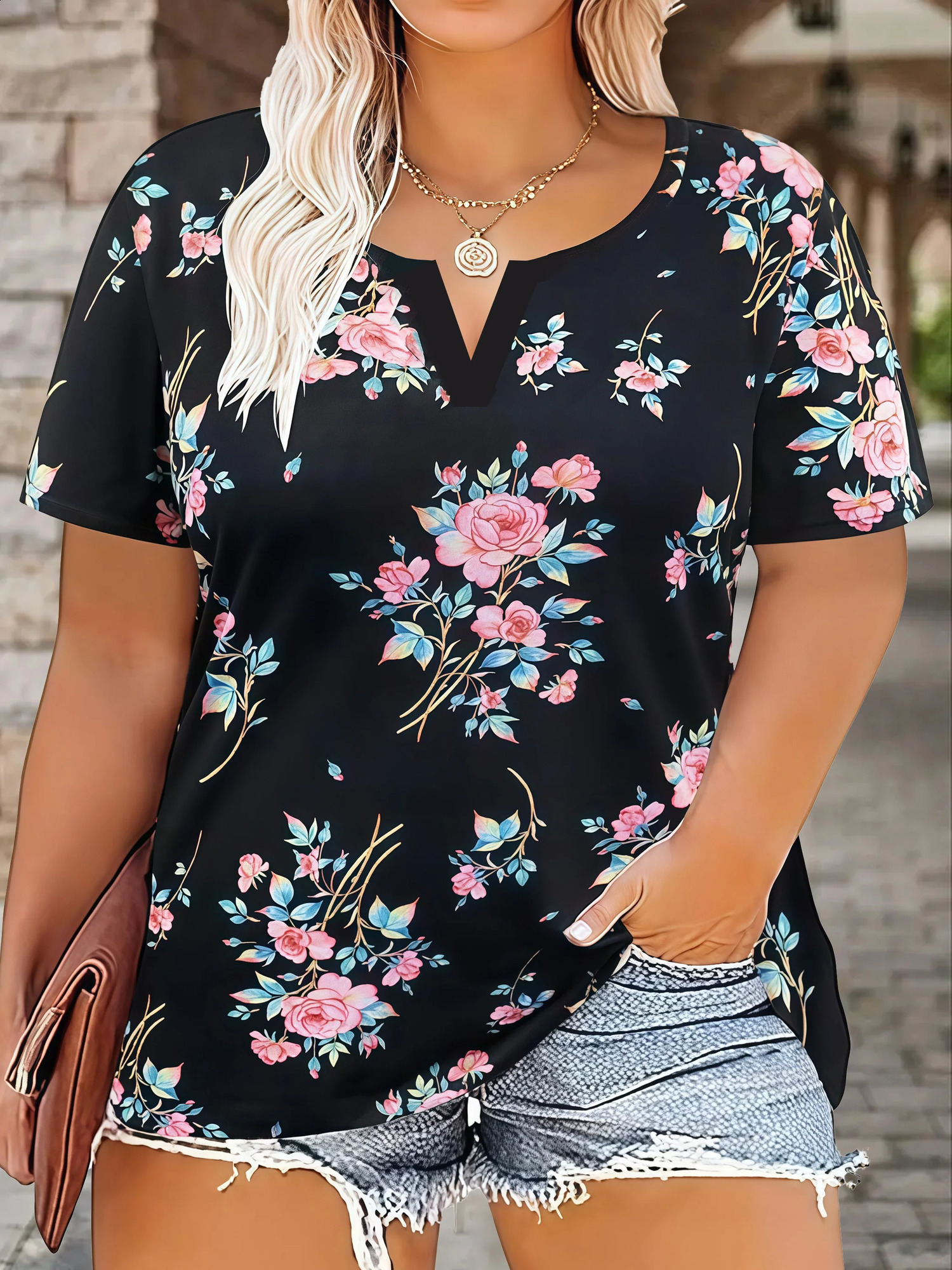Plus Size Womens Casual Loose Fit Leopard Floral Print Short Sleeve TShirt Oversized Summer Top 260711banjia