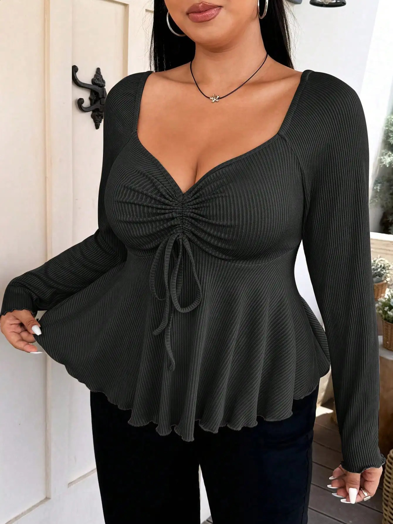 Elegant special fashion solid color womens autumn and winter warm plus size Tshirt 260711banjia - view 5