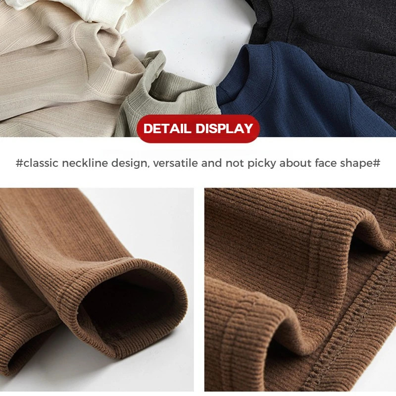 Elegant Mock Neck Ribbed Knit Top Women Autumn Winter Slim Long Sleeve TShirt Woman Korean Style Basic Solid Bottoming Shirt 260711banjia