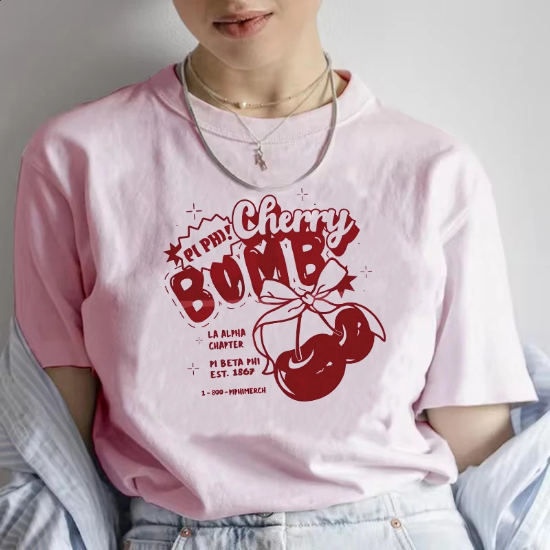 2026 Y2k 90s Cherry Print Tshirt Girl Casual Short Sleeve O Neck Top for Summer Female Clothing T Shirt Women Tee 260711banjia