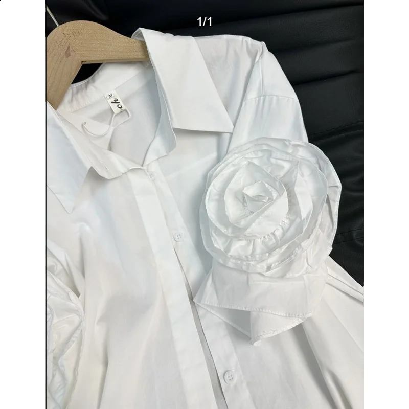 Street Style 3D Floral POLO Neck Short Sleeve Shirt Summer 2026 Slimming Top Trendy n Casual Fashion Upperwear 260711banjia