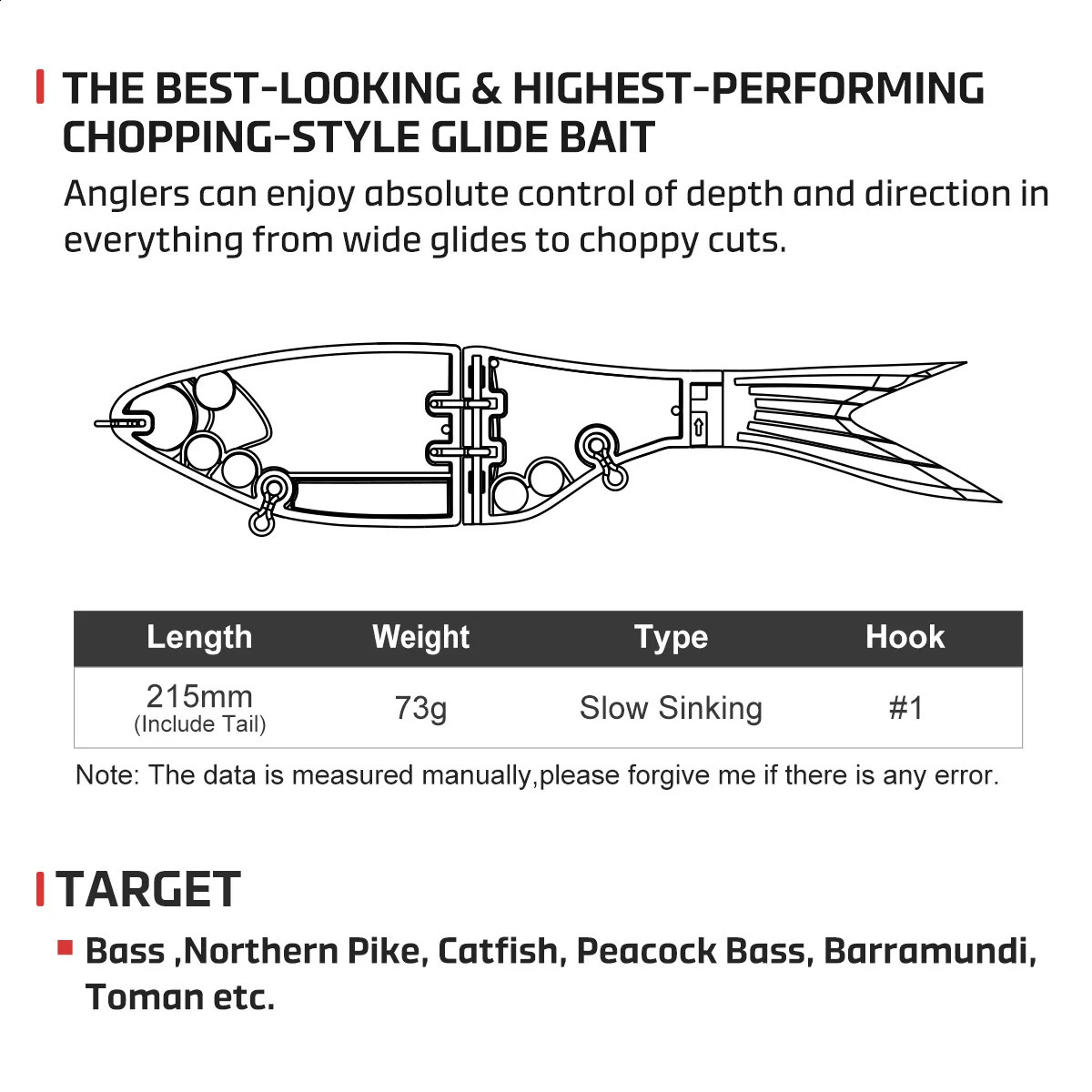 Noeby Amata Glide Swimbait Lure 215mm 73g Slow Sinking Silicone Wobblers for Pike Bass Shad Glide Swimbait Fishing Lures 260710 - view 3