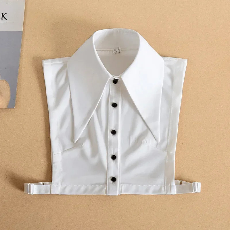 Collar Detachable Half Shirt Pionted Long Lapel Button Crop Blouse Top Autumn Winter Flase Kit Faux 260711banjia