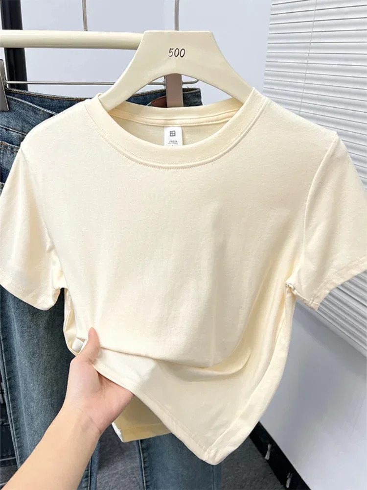 2026 Summer High Quality Casual Plus Size T Shirt Sexy Short Sleeved Sleeves Fashion Trend Solid Women Clothing Y2k Tops 260711banjia - view 3