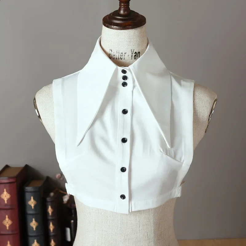 Collar Detachable Half Shirt Pionted Long Lapel Button Crop Blouse Top Autumn Winter Flase Kit Faux 260711banjia