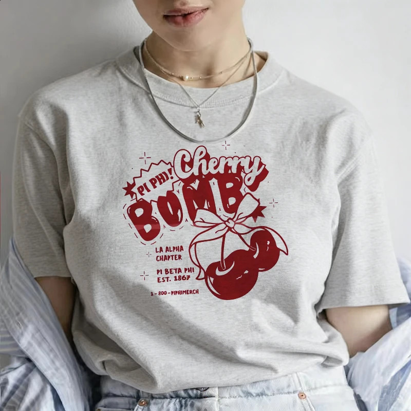 2026 Y2k 90s Cherry Print Tshirt Girl Casual Short Sleeve O Neck Top for Summer Female Clothing T Shirt Women Tee 260711banjia