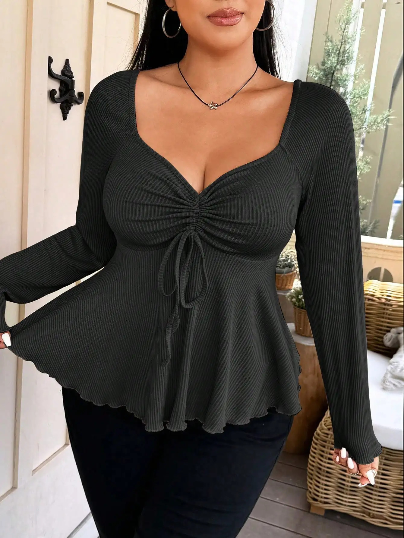 Elegant special fashion solid color womens autumn and winter warm plus size Tshirt 260711banjia - view 4