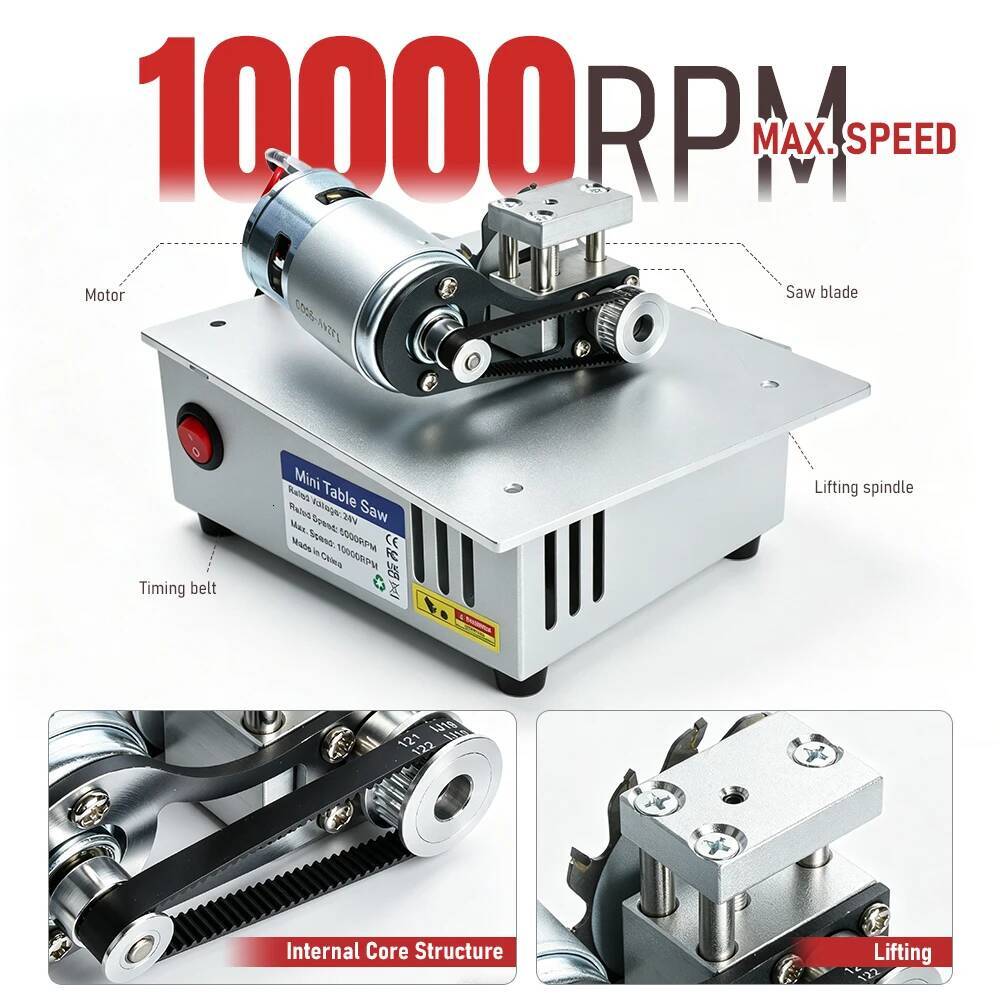 10000RPM Mini Table Saw Multifunctional DIY Cutting Machine with 15mm Max Thickness & 200mm Length for Woodworking deaa8 - view 6