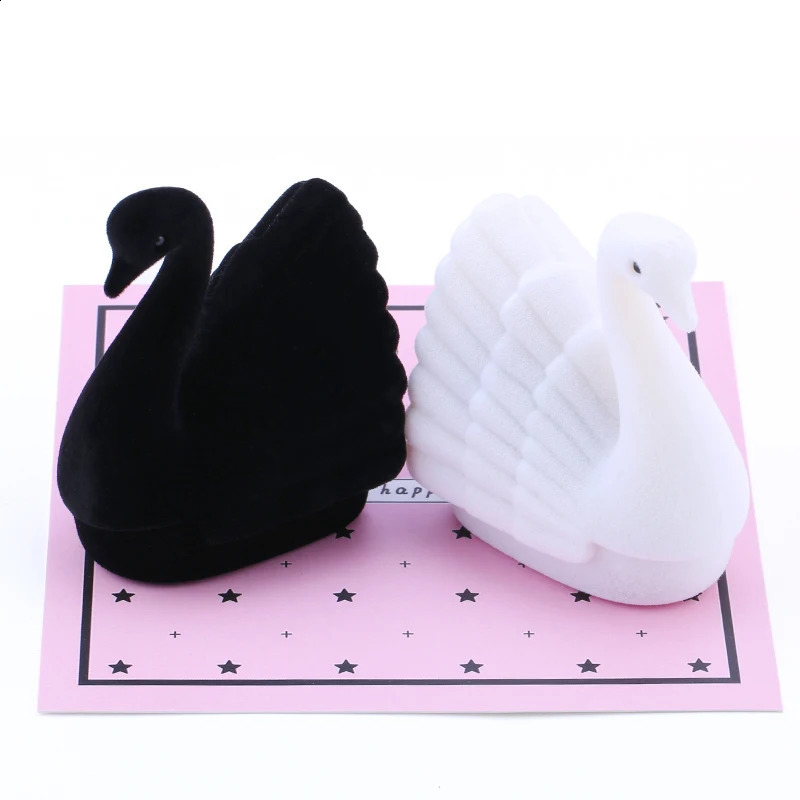 1Piece lovely swan Jewelry Box Velvet wedding Ring box Necklace Display Box swan Gift box Container Case for Jewelry Packaging 260711 - view 5