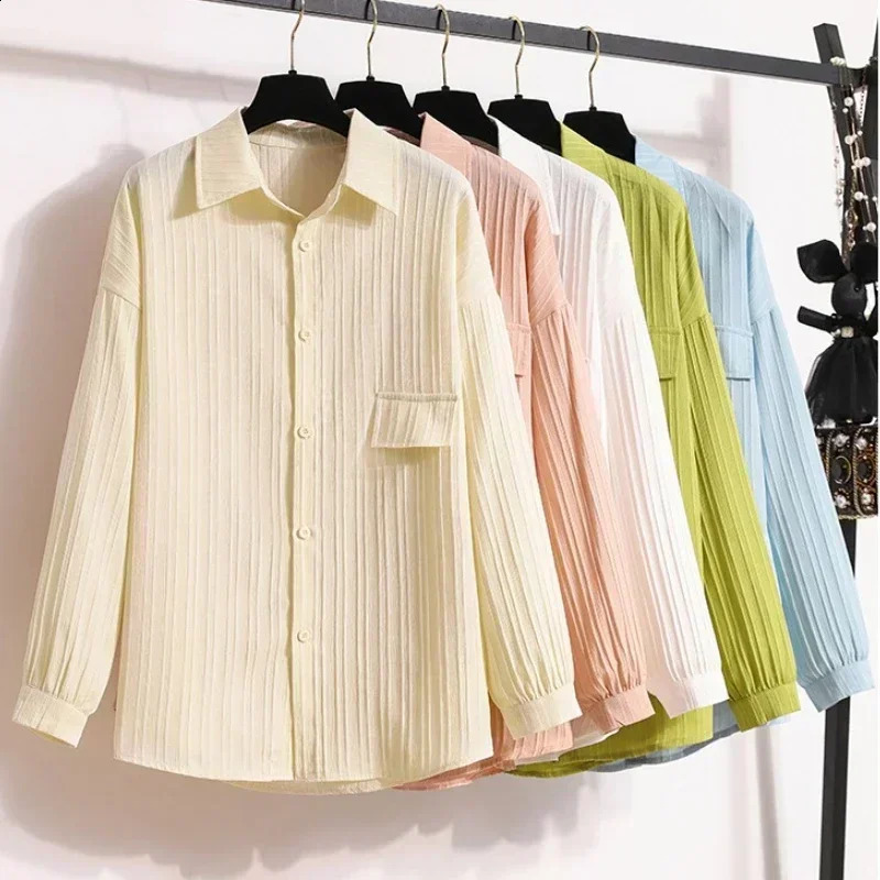 2026 Fashion Solid Color Long Sleeve Sun Protection Shirt Womens Polo Collar Blouse Elegant Summer Casual Big Size Outerwear 260711banjia - view 3