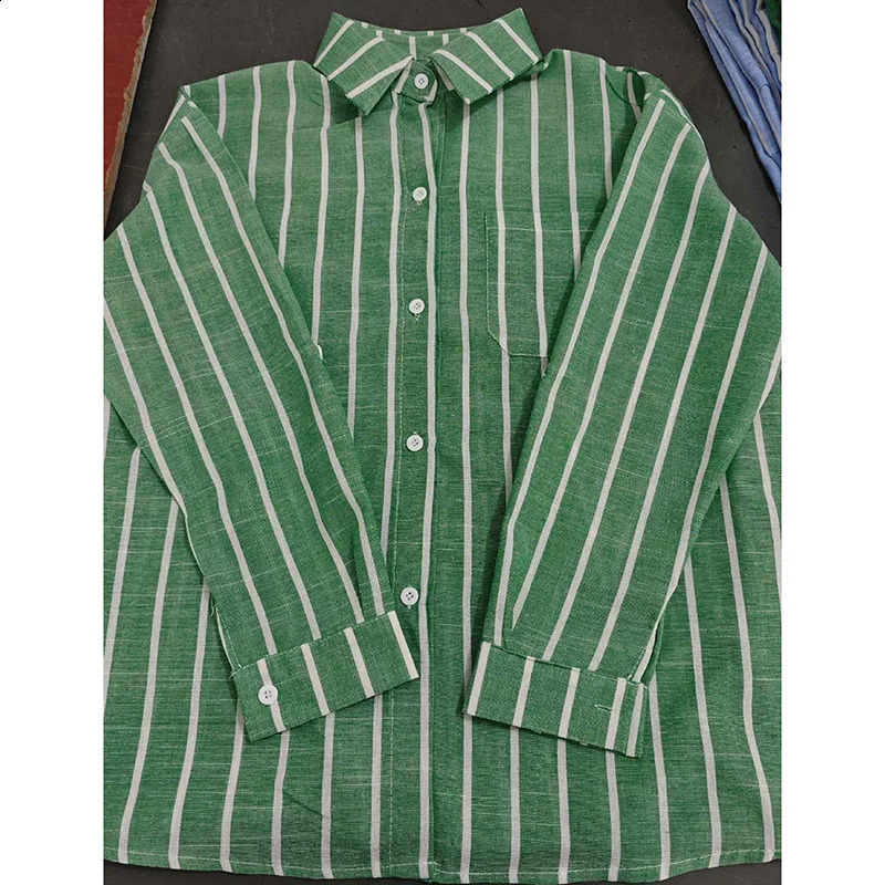 Womens Loose PoloNeck Striped Shirt for Spring and Summer Stylis Casual Versatile Top 260711banjia