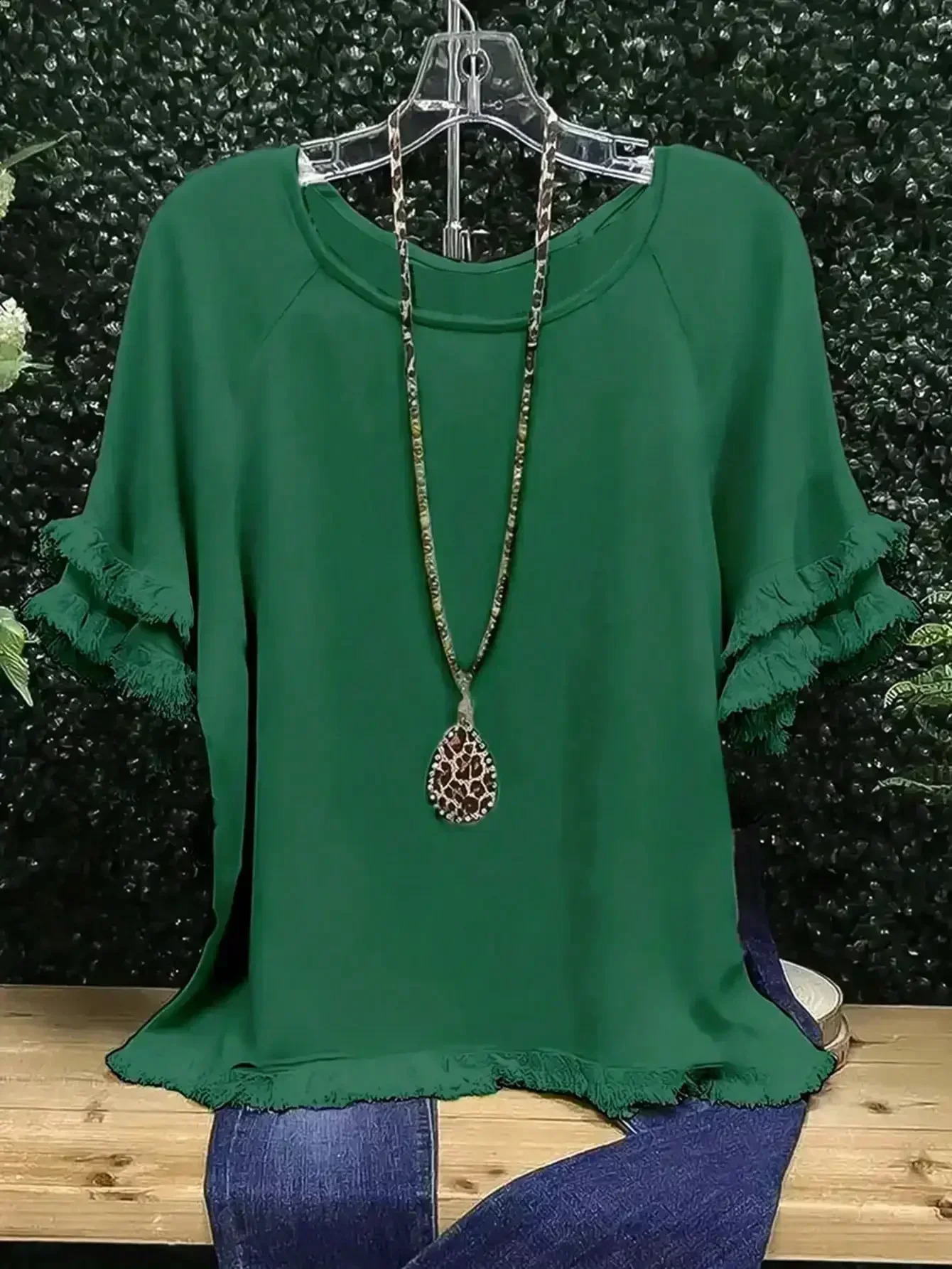 Plus Size Women Summer Solid Color Round Neck Half Sleeve Tshirt Fashion Layered Leisure Holiday Tops 1XL5XL 260711banjia - view 3