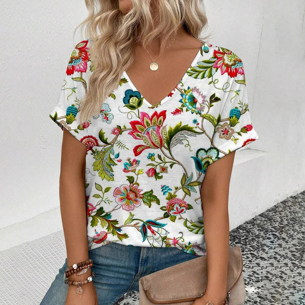 Womens Plus Size TShirt Summer VNeck T Shirt For Women Daily Fashion Short Sleeve Casual 3d Print Female Clothes 260711banjia