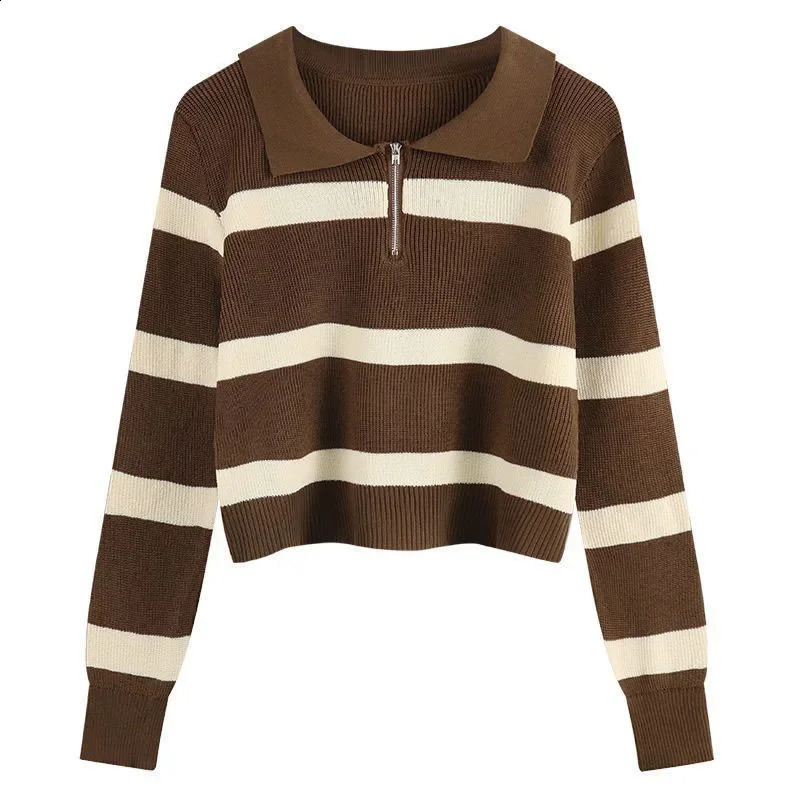 Smvp Womens Turndown Collar Striped Sweater Vintage Loose Long Sleeve Knitwear Female Autumn Winter Warm Knitted Jumper Top 260711banjia - view 7