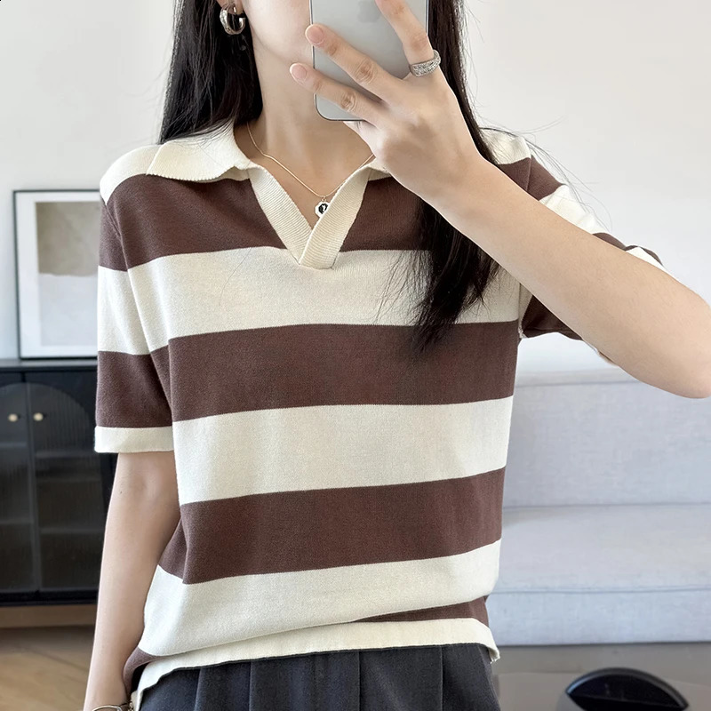 WinvyNee Summer Half Sleeved Womens Solid Polo Shirt Casual Cotton Striped Top Tshirt Women Clothing Knitted A100 260711banjia - view 4