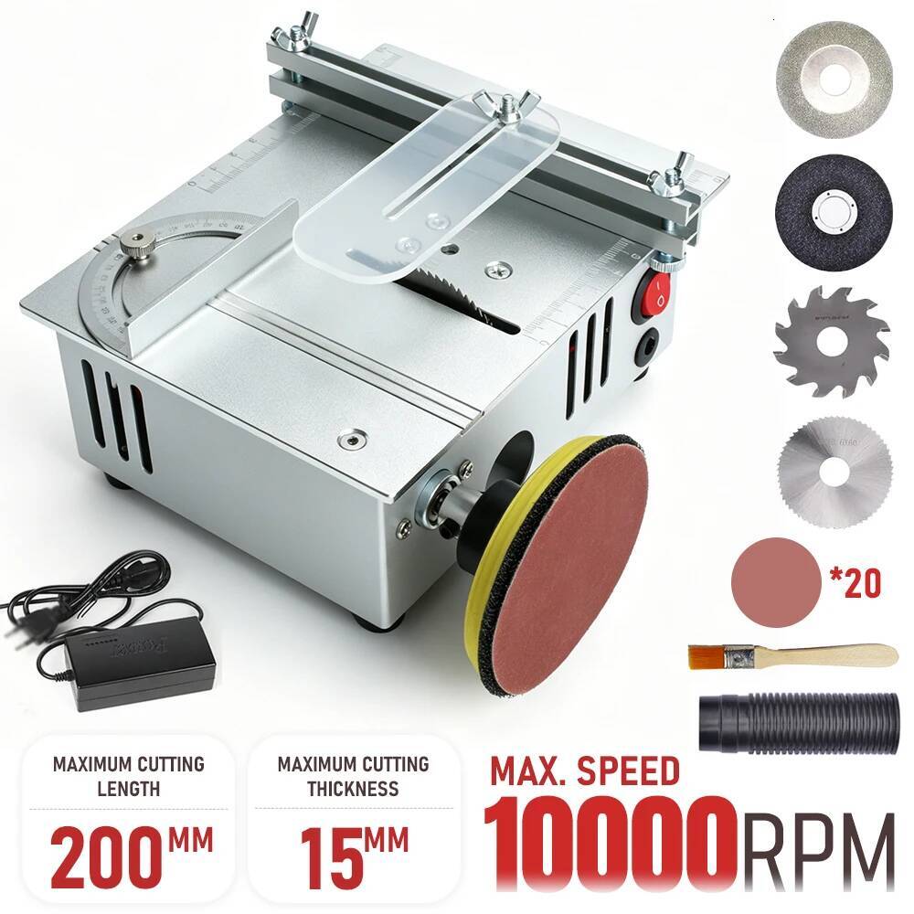 10000RPM Mini Table Saw Multifunctional DIY Cutting Machine with 15mm Max Thickness & 200mm Length for Woodworking deaa8