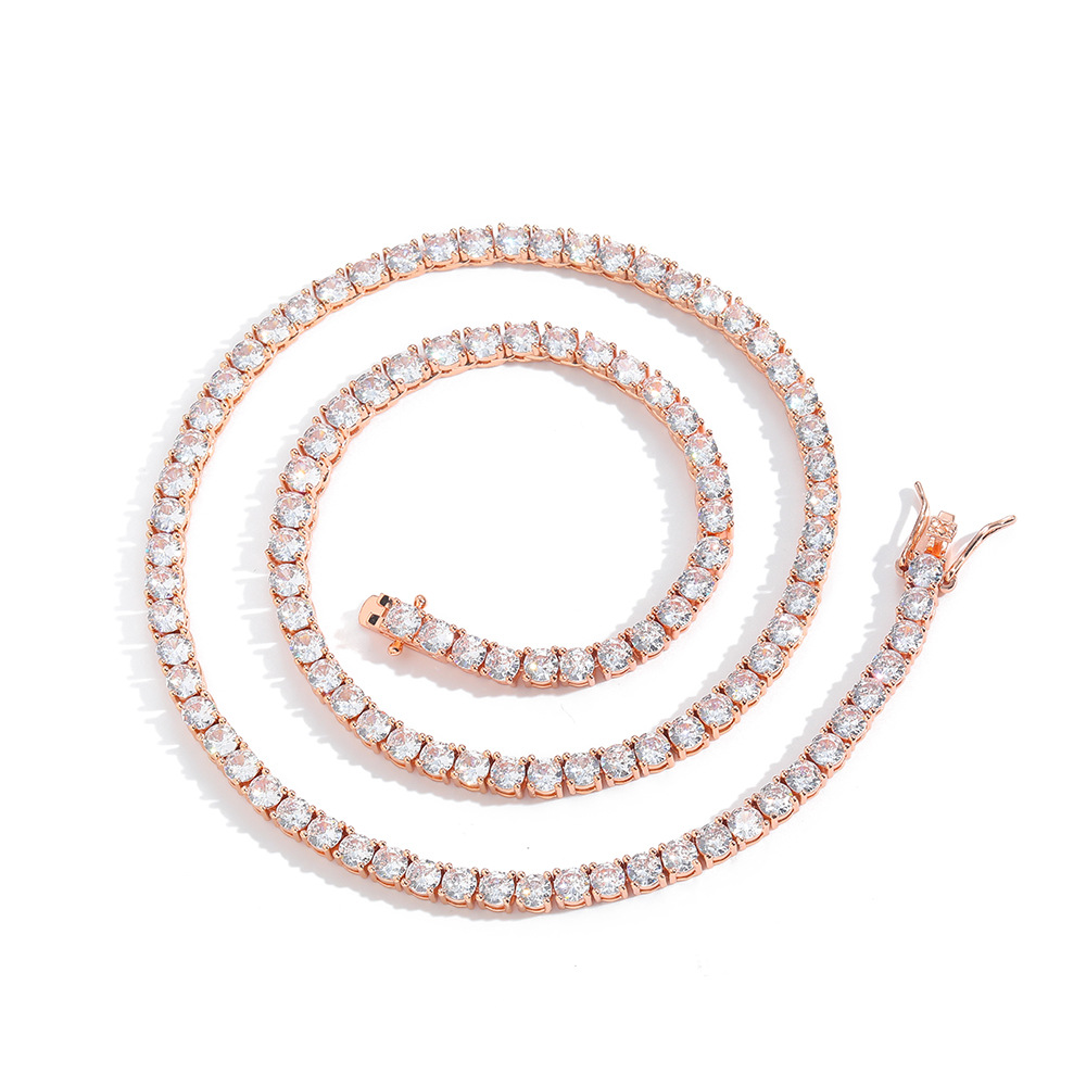3mm 4mm 5mm 6mm Hip Hop Tennis Chains Bracelet Women Mens Diamond Necklaces Rose Gold Plated TopBling Jewelry - view 6