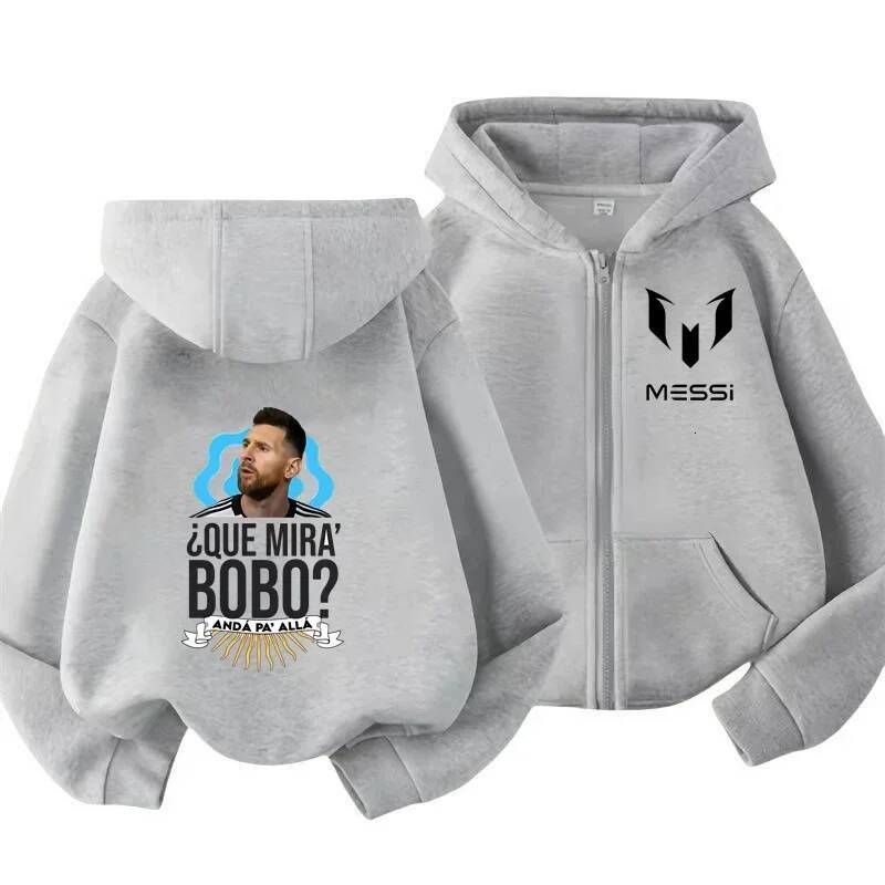 Messi Hoodie Long Sleeve Zippered Hood Sportswear for Baby Boys 3-14 Years Old Spring Fall Jacket 26L0713