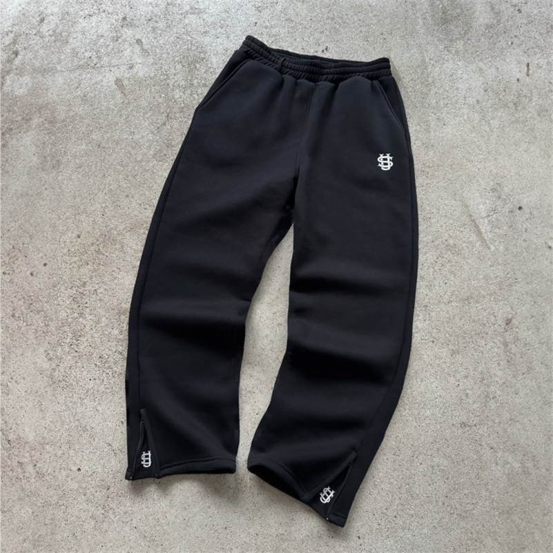 Retro Y2k Street Trendy Men and Women Hip Hop embroidery Casual Trousers Elastic Waist Zipper Loose Solid Color Sports Pants 260711 - view 3