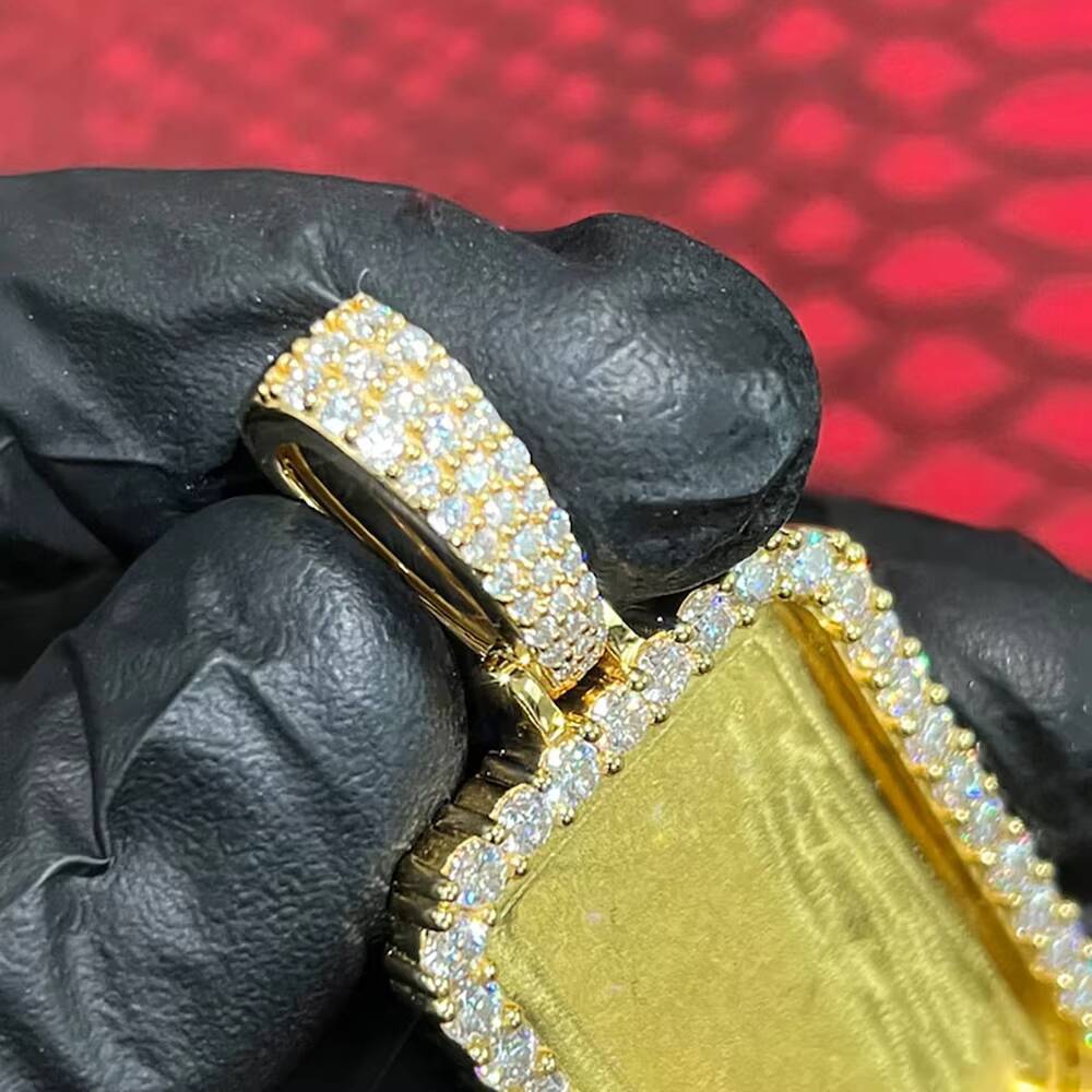 Custom Moissanite Memory Pendant VVS Diamond Iced Out Picture Charm Customize Photo Plated 10K Gold Hip Hop Jewelry - view 4
