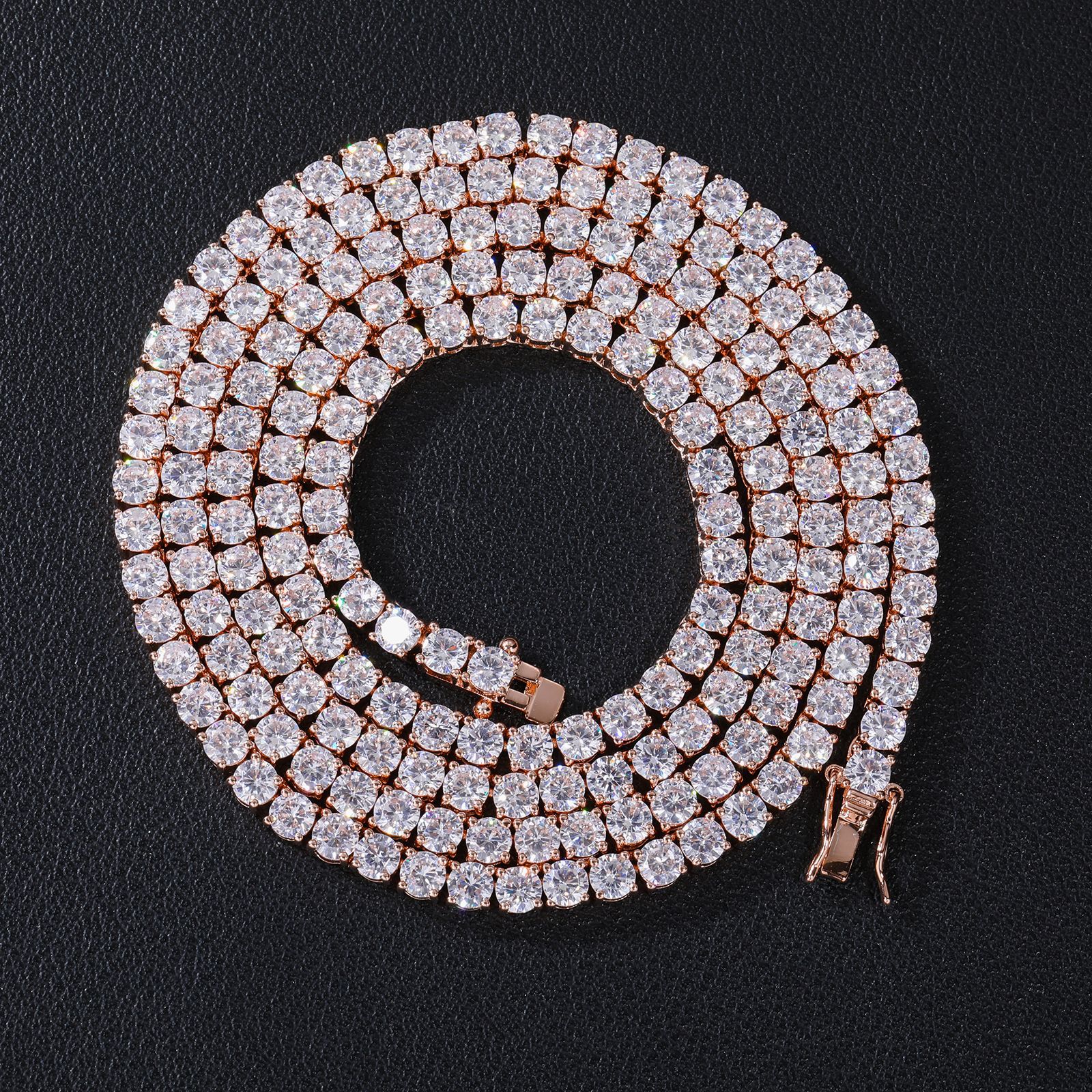 3mm 4mm 5mm 6mm Hip Hop Tennis Chains Bracelet Women Mens Diamond Necklaces Rose Gold Plated TopBling Jewelry - view 3