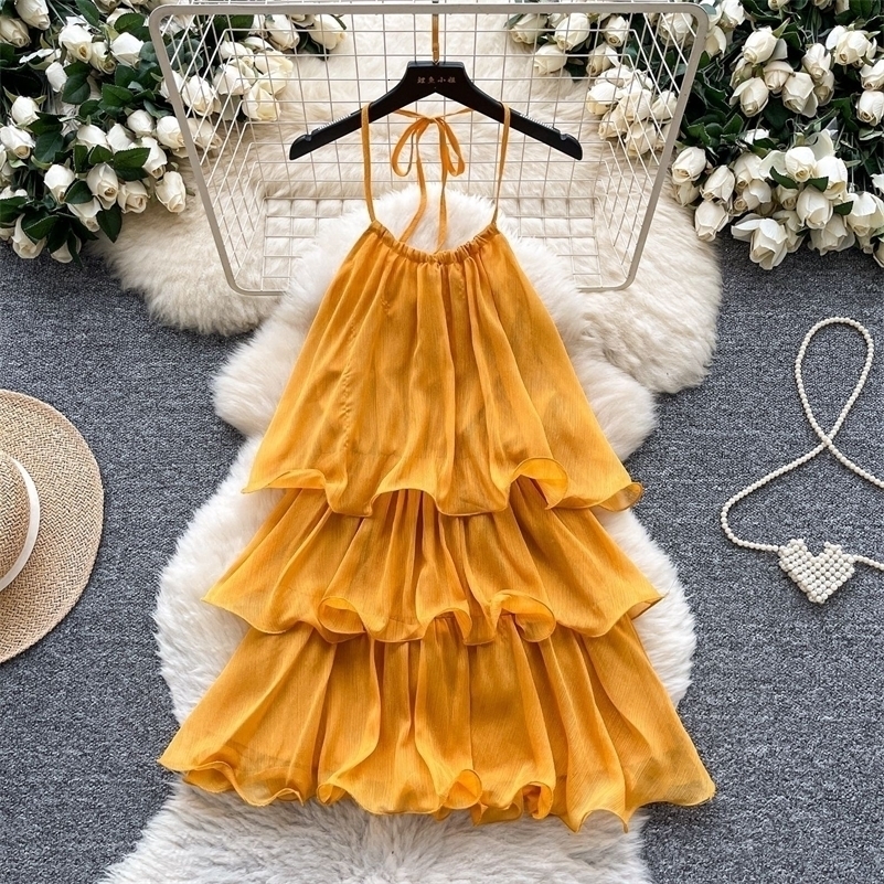 Short Dress Women Halter Cake Dresses A Line Vestidos Lace Up Elegant Splice Tierred Party Night Sweet Beach Y2k Streetwear 2026 260711 - view 4