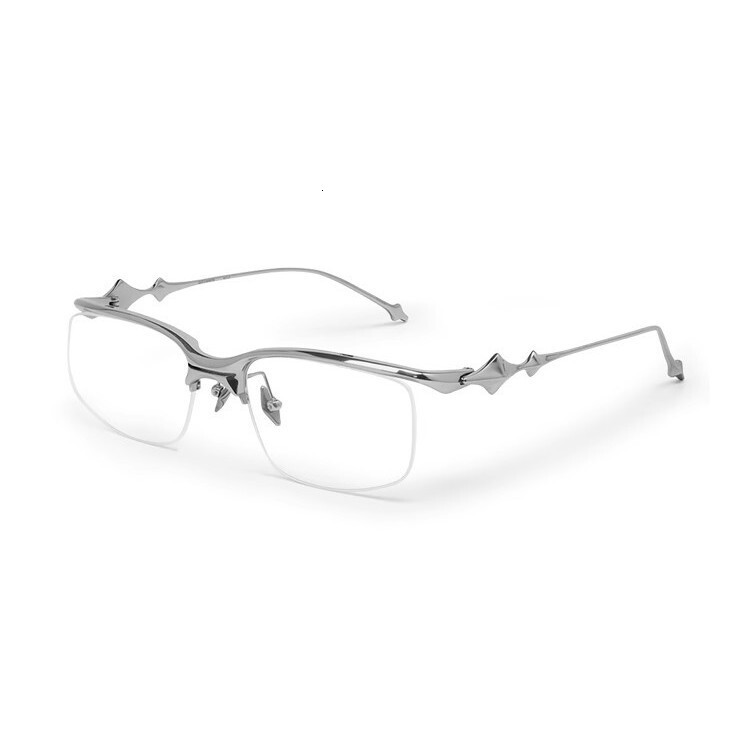 High Intelligence Silver Half Sweet Cool Y2k Hot Girl No Makeup Plain Glasses European And American Ins Cat Eye Retro Metal Frame - view 6