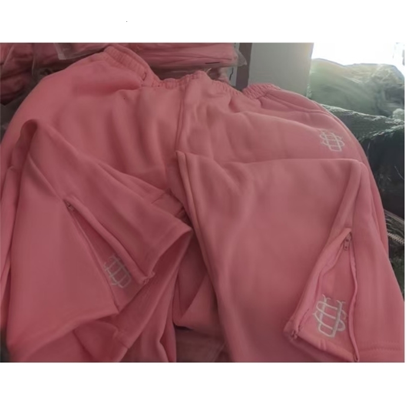 Retro Y2k Street Trendy Men and Women Hip Hop embroidery Casual Trousers Elastic Waist Zipper Loose Solid Color Sports Pants 260711 - view 5