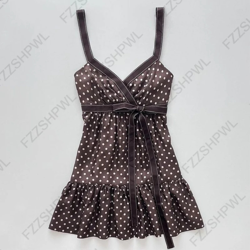 Harajuku Y2K Kawaii Womens Camisole Top Casual Slim Fit Chic Polka Dot Print Bow Long Suspenders Spring Summer Trend Streetwear 260713 - view 4