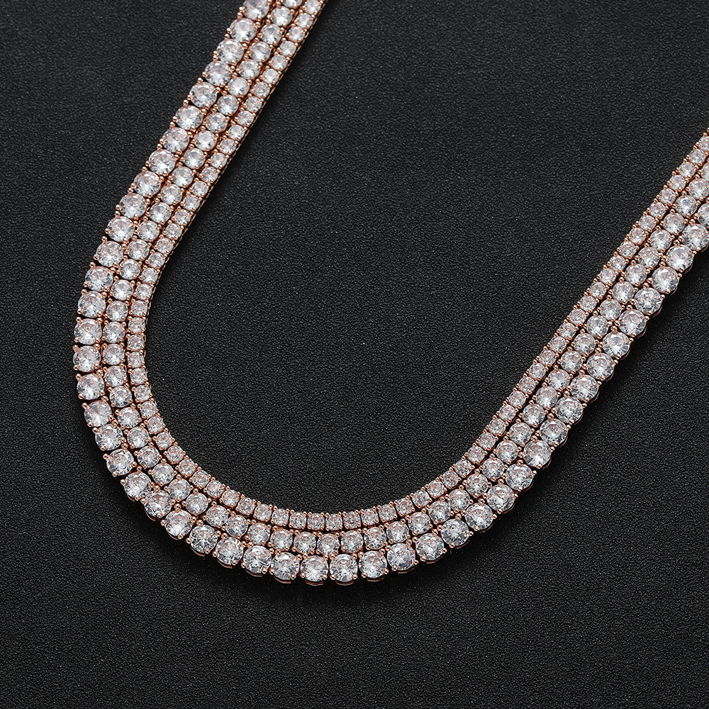 3mm 4mm 5mm 6mm Hip Hop Tennis Chains Bracelet Women Mens Diamond Necklaces Rose Gold Plated TopBling Jewelry - view 5