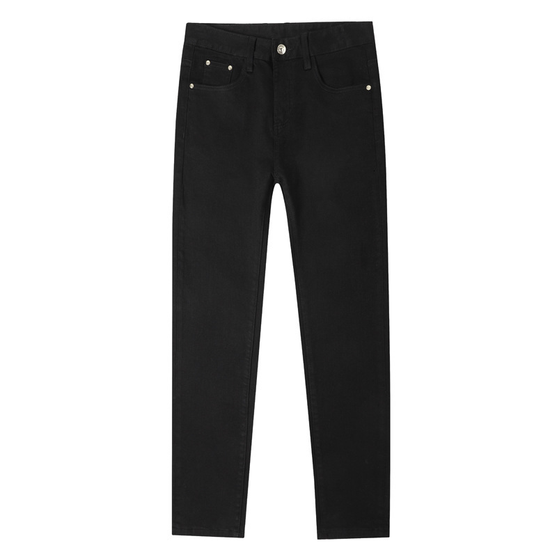 BABAOHEI Men's Slim-Fit Black Denim Jeans, Low-Waist Boot-Cut Trousers - 23-Inch Cotton Coated Fabric, Striped Distressed Design, Embroidered B Pocket - view 6