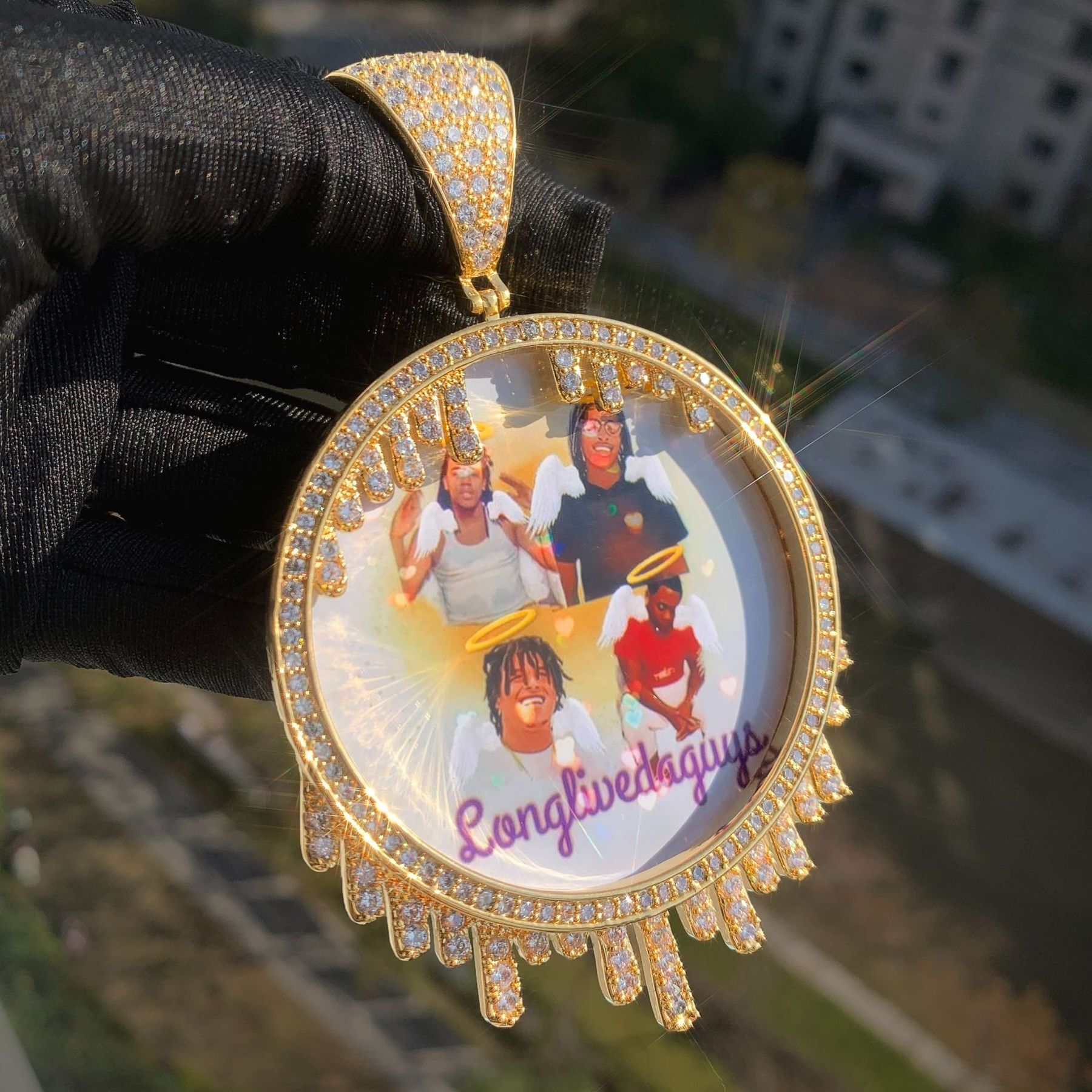 Custom Moissanite Memory Pendant VVS Diamond Iced Out Picture Charm Customize Photo Plated 10K Gold Hip Hop Jewelry - view 6
