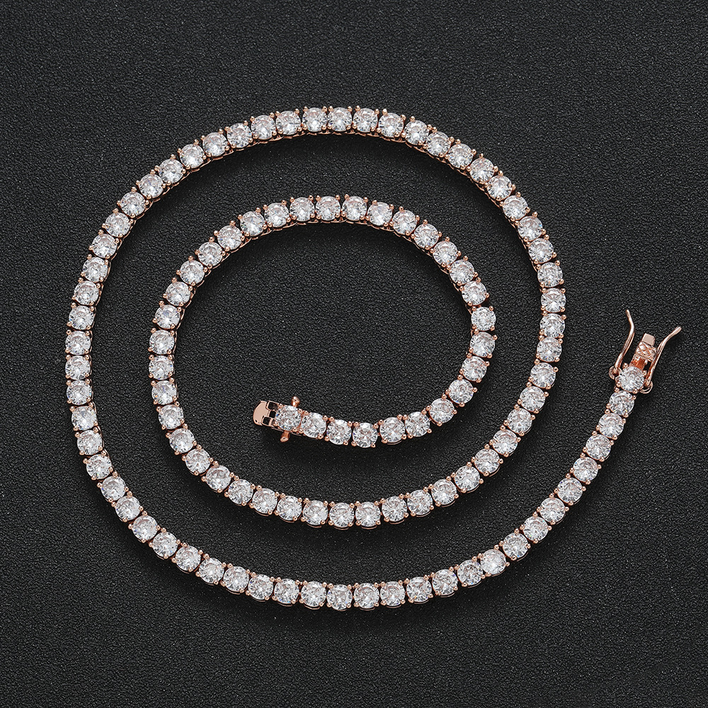 3mm 4mm 5mm 6mm Hip Hop Tennis Chains Bracelet Women Mens Diamond Necklaces Rose Gold Plated TopBling Jewelry - view 8