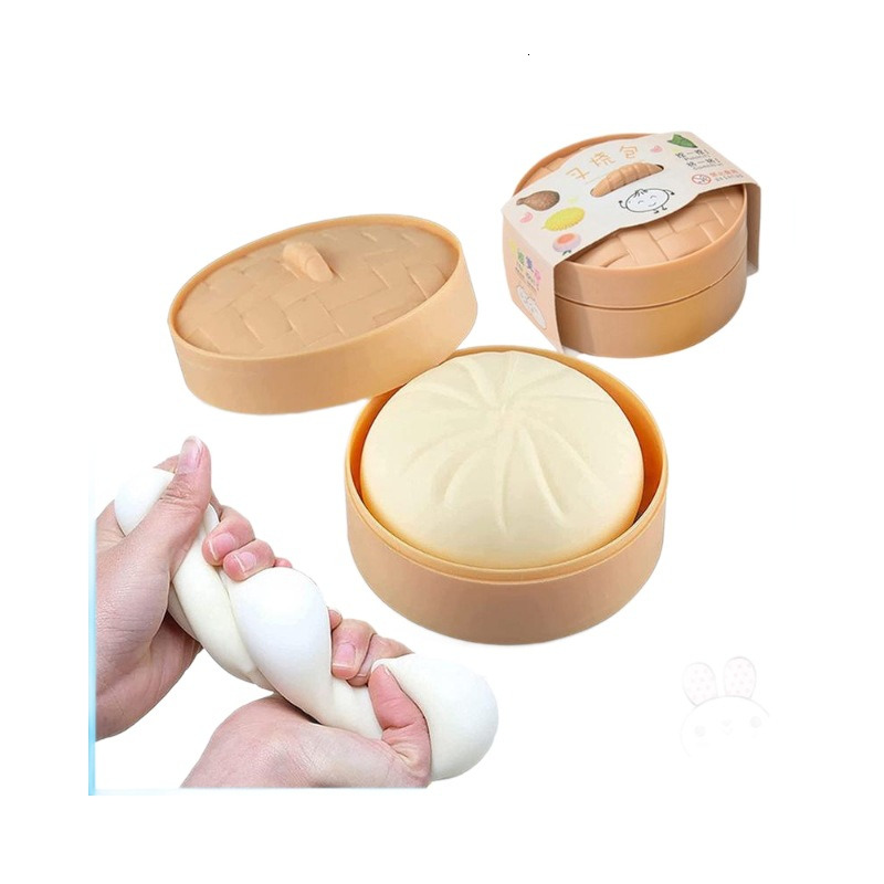 Glitter Mystery Dumpling Squishy Blind Box Toy, Slow Rising Stress Relief Fidget Squeeze Toy with Mini Steamer, Surprise Party Gift for Kids Adults - view 5