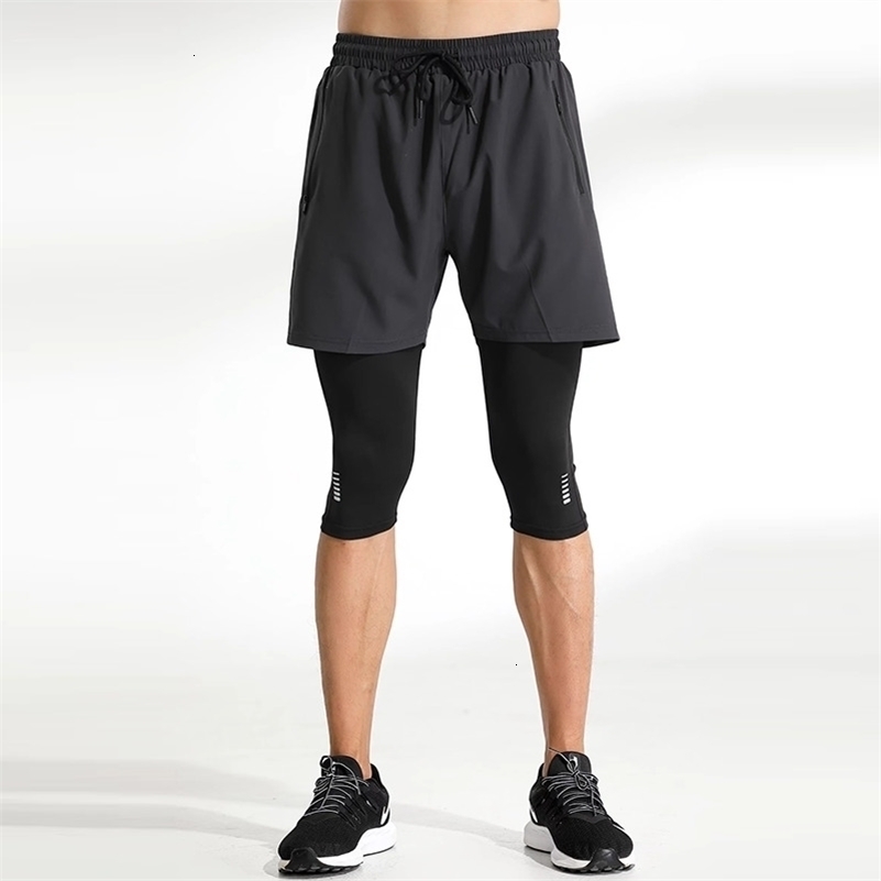 Men Run Trouser 2 In 1 Double Layer Pant Tight Two Piece Running Training Gym Sweatpant With Pockets Running Trousers 260711 - view 7