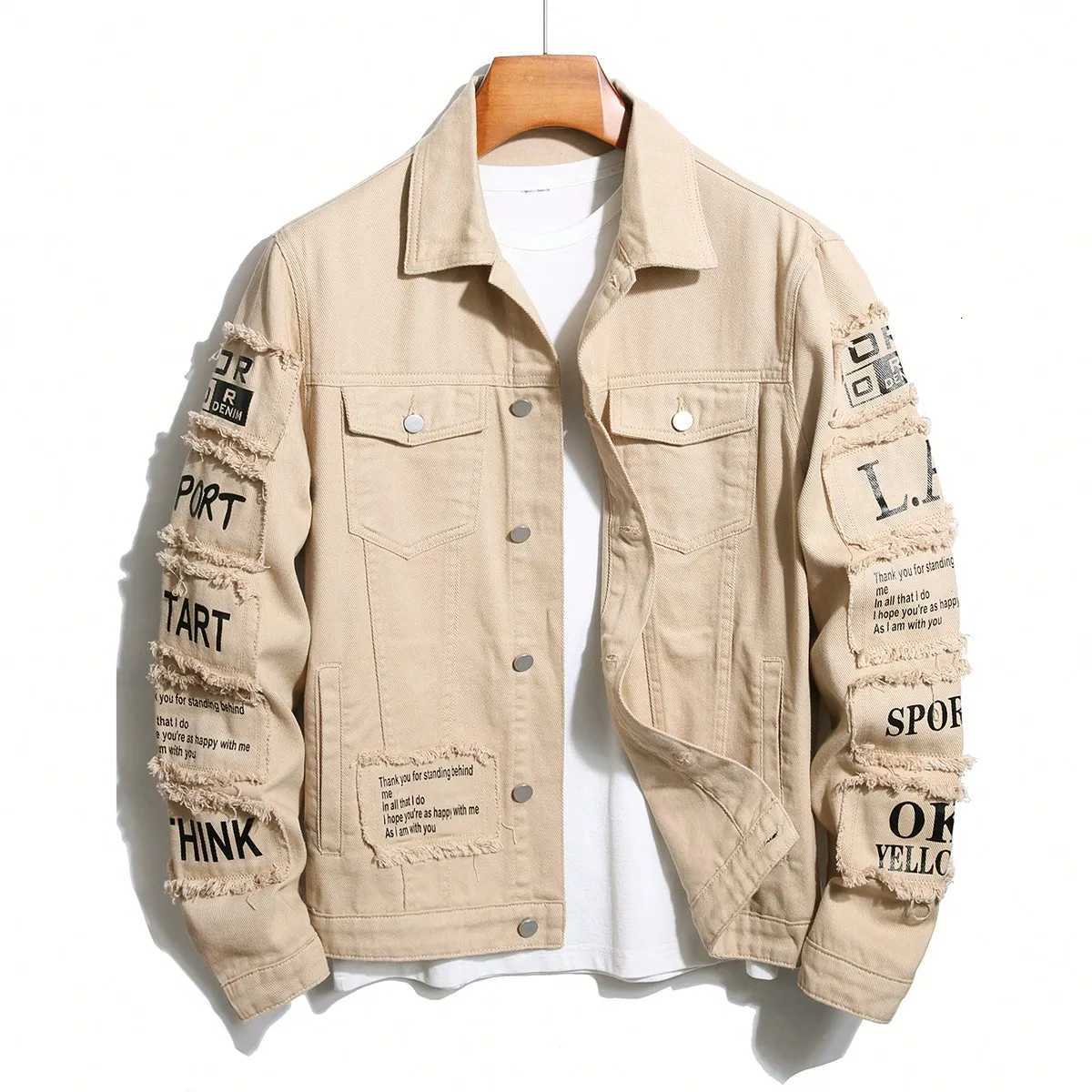 Mens y2k Denim Jacket Jeans Clothing Patches Windbreaker Cotton Stretchy Trucker Jacket for Men Cowboy Letter Designer FashionT260713 - view 7
