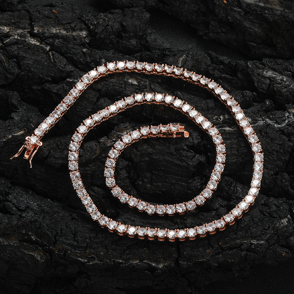 3mm 4mm 5mm 6mm Hip Hop Tennis Chains Bracelet Women Mens Diamond Necklaces Rose Gold Plated TopBling Jewelry - view 9