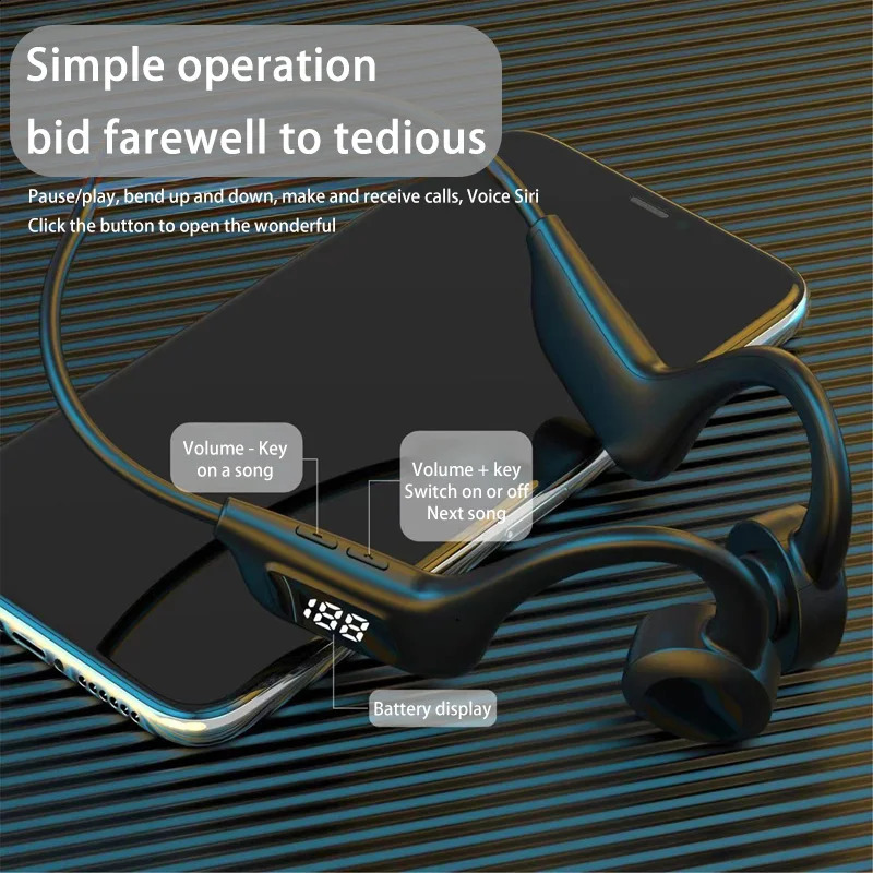 X7 Bone Conduction Wireless Earphone Sport Swimming Bluetooth Compatible Headphone Hand-free With Mic For Running Earbuds 260713 - view 3