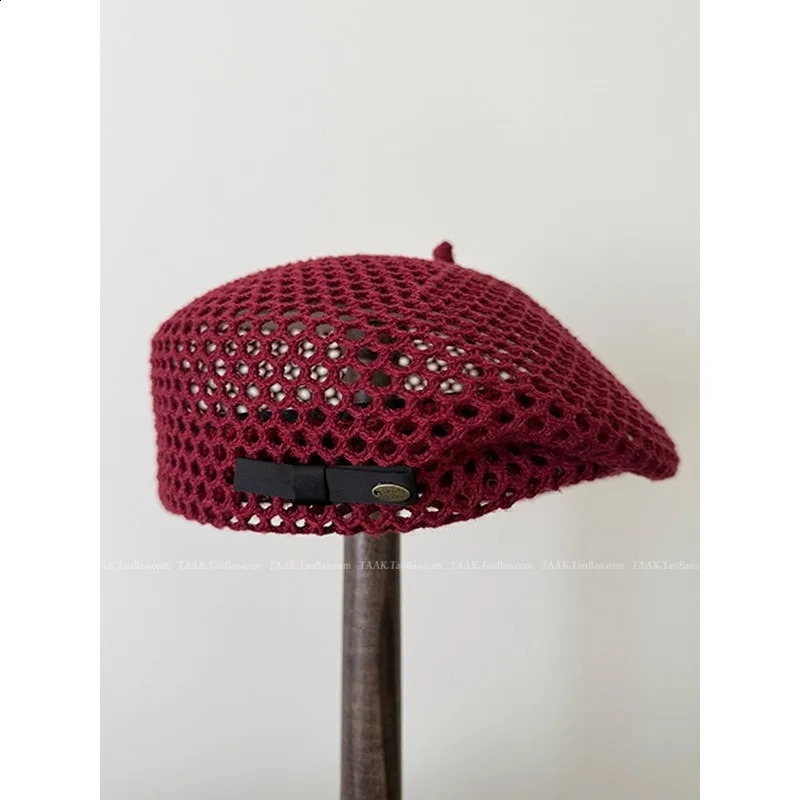 Japanese Style Simple Straw Berets Womens Summer French Literary Thin Section Showing Face Small Hollow Breathable Painter Hat 260713 - view 6