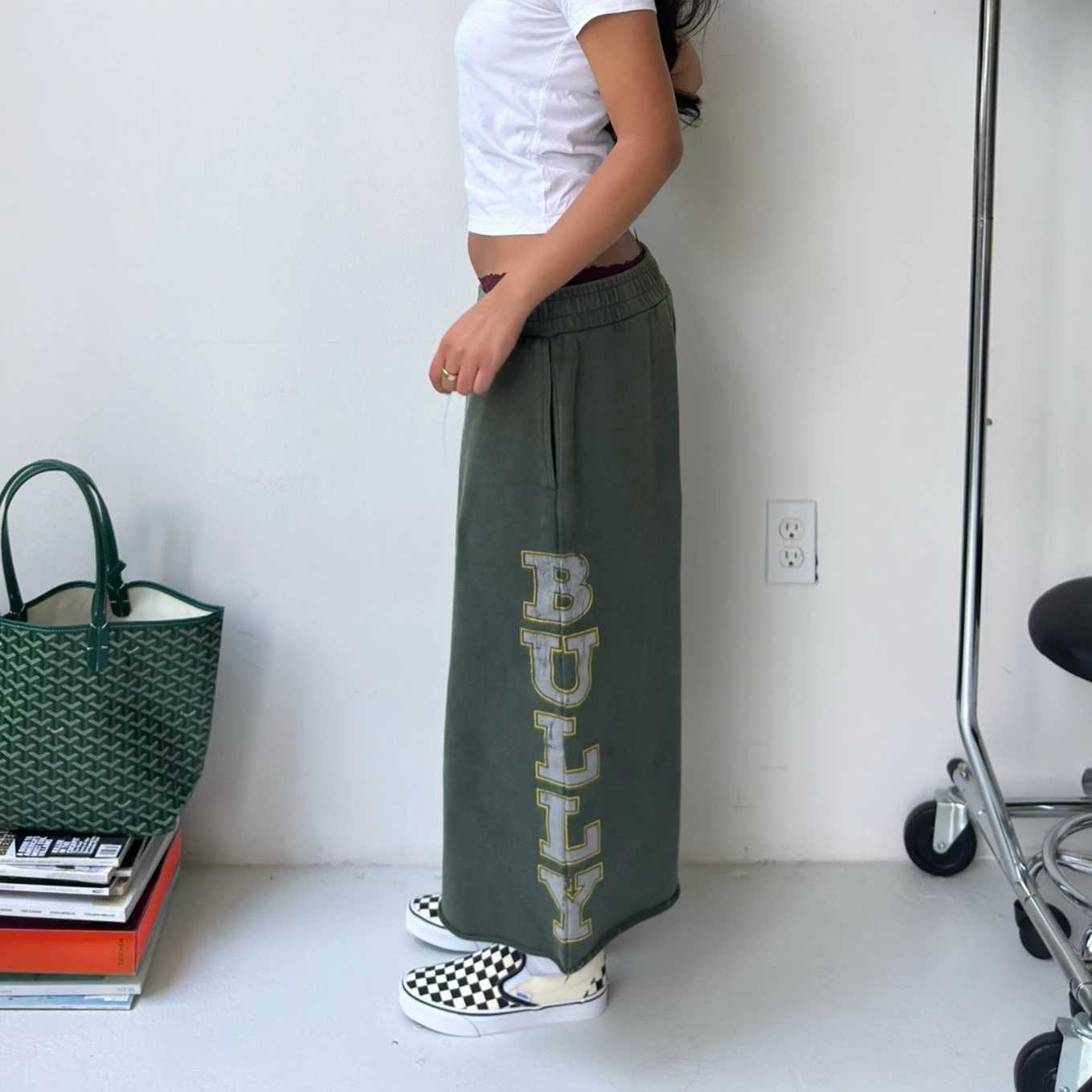 Retro Green Edge Letter Men Printed Wide Leg Cropped Shorts Loose Casual Street Y2K Hip Hop Men and Women Universal ShortsJ260713 - view 5