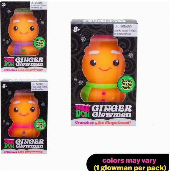 Ginger Glowman NeeDoh Glow in The Dark Stress Ball - Crunchy Squeeze Fidget Toy, Sensory Anxiety Relief for Kids, Christmas Gift J260714 - view 6