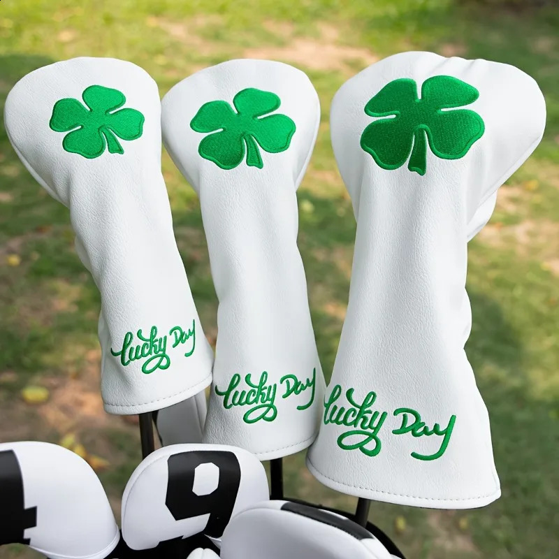 Lucky Clover Golf Club Head Cover - Fits Most Woods Hybrids Stretch Closure Durable Pu Material 260713