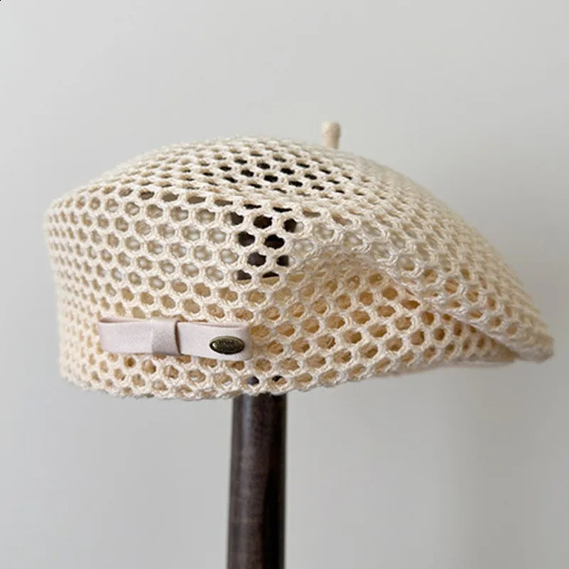 Japanese Style Simple Straw Berets Womens Summer French Literary Thin Section Showing Face Small Hollow Breathable Painter Hat 260713 - view 5
