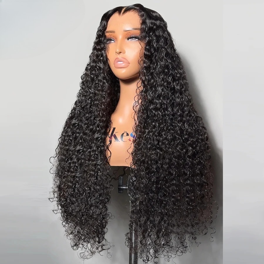 13x6 HD Lace Front Human Hair Wigs New Pre Plucked Black Hairline Burmese Kinky Curly Ultra Fitted Water Wave Wigs Ready To Wear Glueless Lace Wig For - view 3