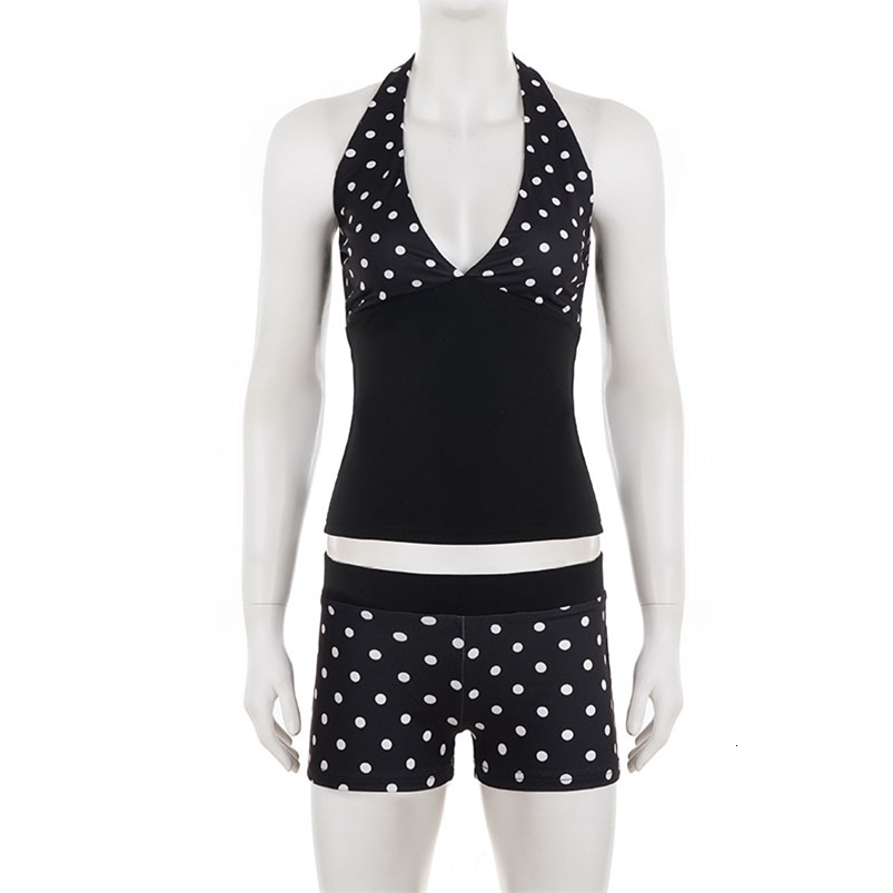 SUCHCUTE Woman 2 Piece Set Sexy Polka Dot Print Halter Tank Top and Low Rise Shorts Set Summer Beachwear Going Out Outfit Casual 260713 - view 5