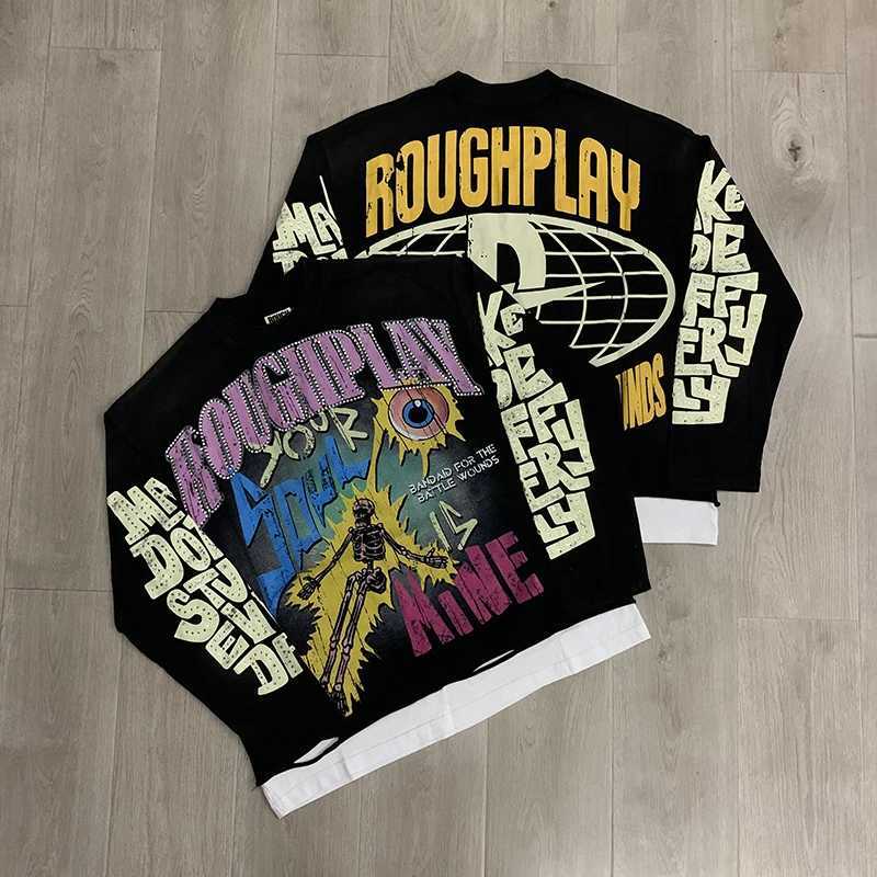 Sleeve 26ss Long Rough Play Eyeball Skull Printed T-shirt Hip Hop Loose High Quality Rough Play Mens Clothing J260708 - view 3